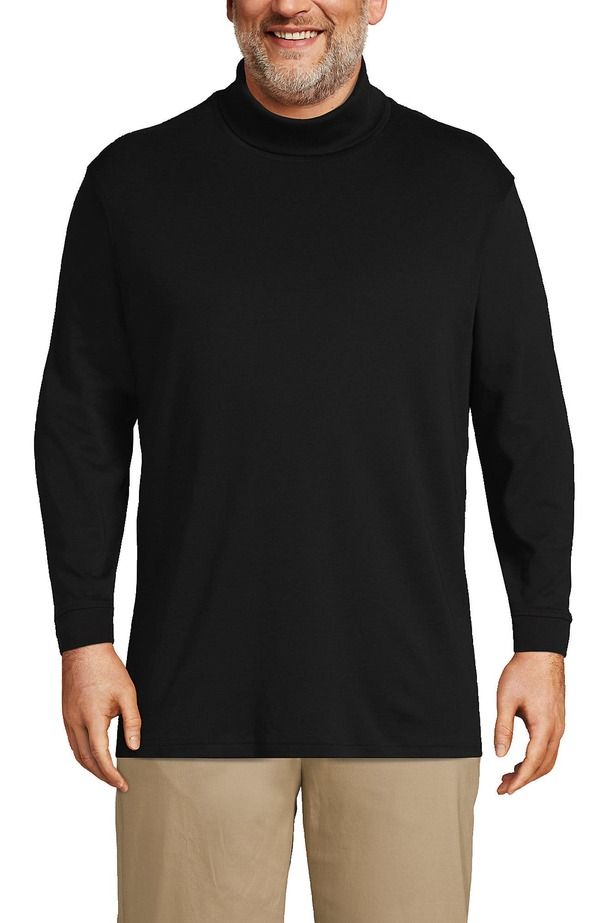 ランズエンド メンズ トップス Tシャツ タートルネック コットン Lands End Cotton Supima Turtleneck Black ブラック