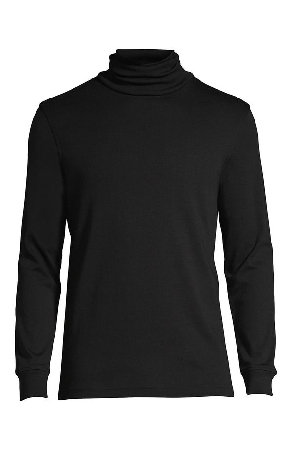 ランズエンド メンズ トップス Tシャツ タートルネック コットン Lands End Cotton Supima Turtleneck Black ブラック