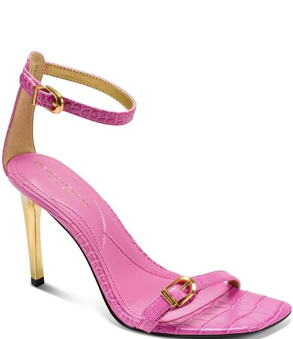 ダナキャラン レディース シューズ ヒール ラップワンピース サンダル アンクル Donna Karan Pryce Croco Embossed Ankle Wrap Dressandals Bim