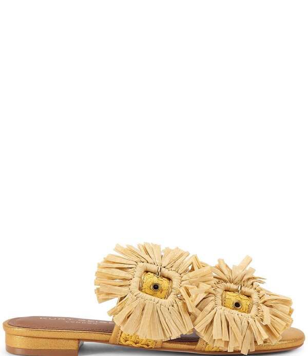 カートジェイガーロンドン レディース シューズ パンプス サンダル Kurt Geiger London Raffia Buckle Ornament Flat Slide Sandals Yello
