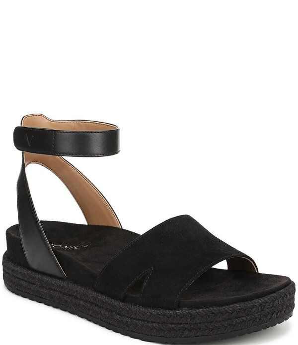 バイオニック レディース シューズ サンダル プラットフォーム スエード アンクル Vionic Yucca Suede Ankle Wraplatform Espadrille Sandals Bl