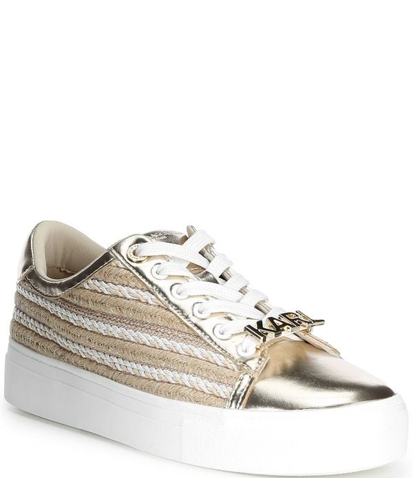 カール ラガーフェルド レディース ボトムス カジュアルパンツ プラットフォーム トール スニーカー KARLAGERFELD PARIS Cate Woven Pearl Metallic Plat 28,470円