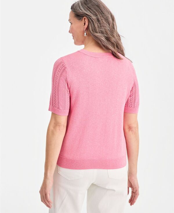 スタイルアンドコー レディース アウター ニット・セーター 半袖 Style Co WomenshortSleeve Pointelle Lurex Sweater Macys Exclusive F