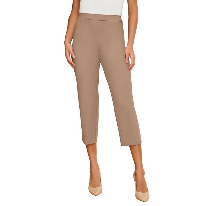 ロアマンズ レディース ボトムス カジュアルパンツ プラスサイズ キャップ Roamans Womens Plusize Bend Over Capri Pant Brown Sugar ブラウン