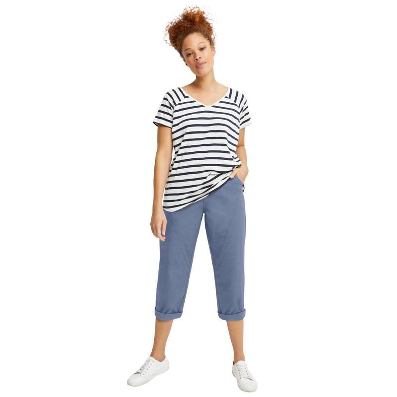 Ellos レディース ボトムス カジュアルパンツ プラスサイズ キャップ ellos Plusize Seamed Capris Pale Indigo インディゴ