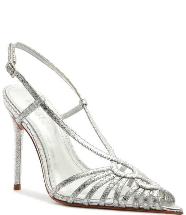 シュッツ レディース シューズ サンダル トール レザー Schutz Seraphine Snakembossed Metallic Leather Pointed Peep Toe Dressan