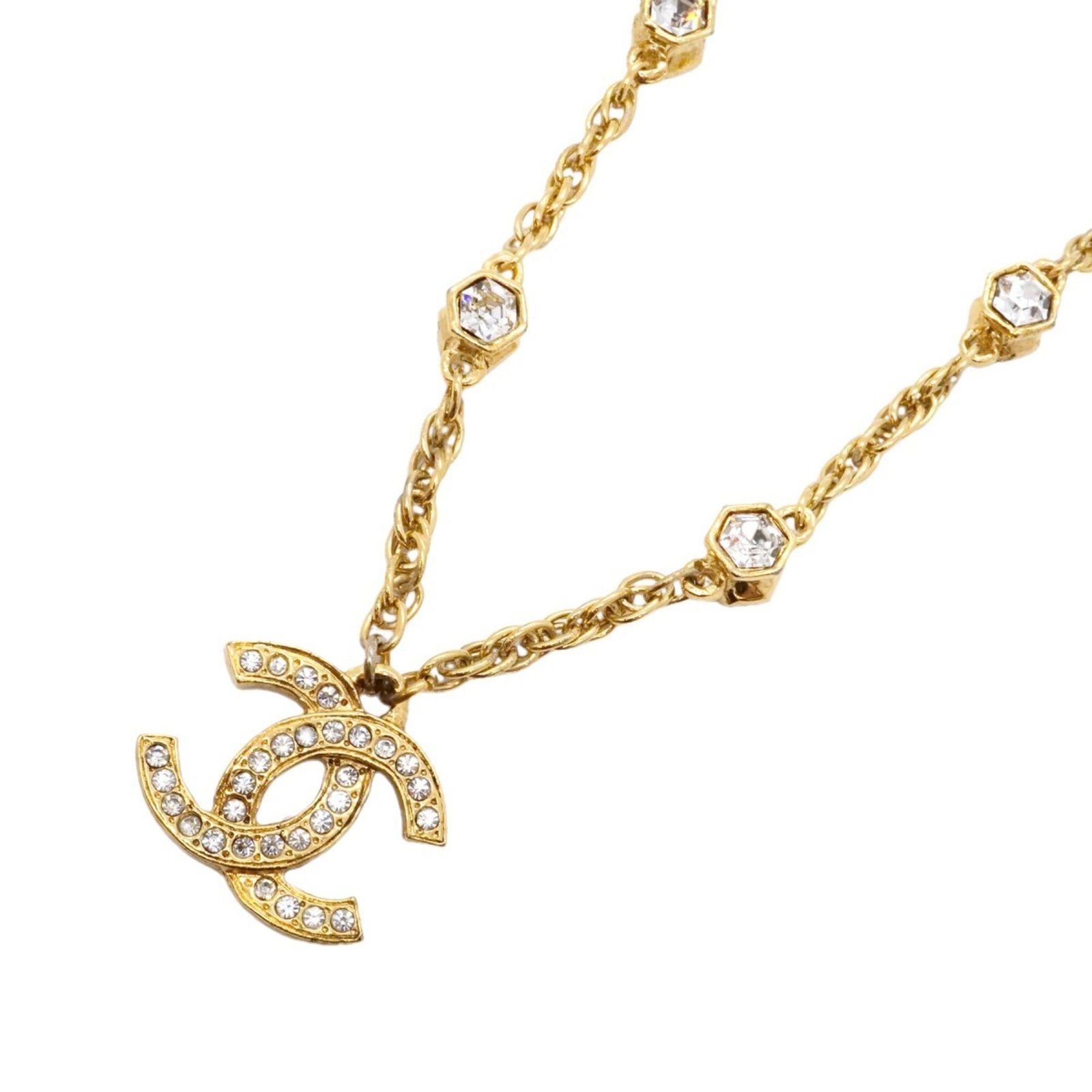 シャネル(Chanel) シャネル ネックレス ココマーク GPメッキ ラインストーン ゴールドレディース