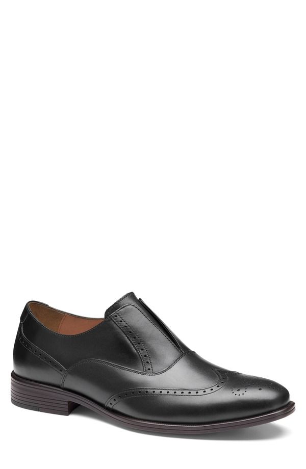 ジョンストンアンドマーフィー メンズ シューズ ウィングチップ Johnston Murphy Reeve Wingtip SlipOn Shoe Black Full Grain ブラック