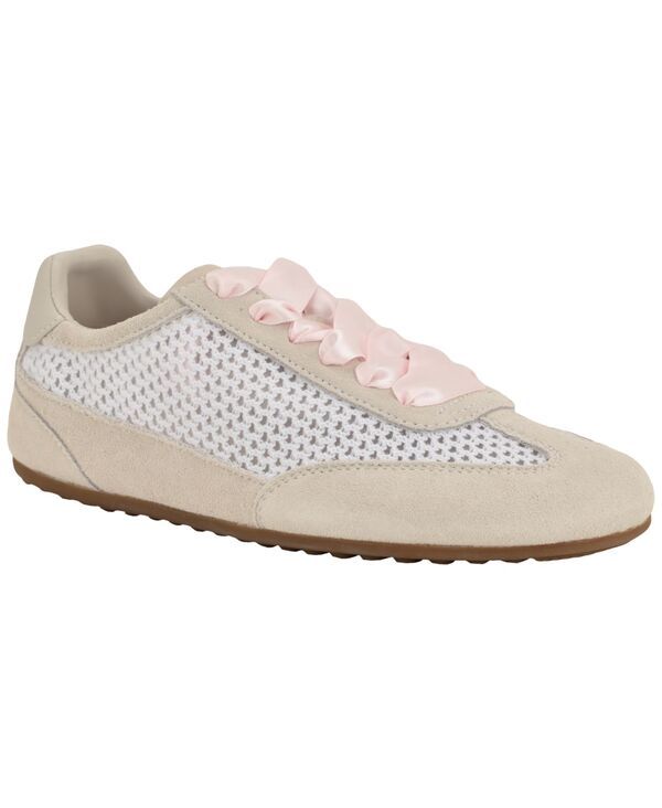 ゲス レディース シューズ スニーカー メッシュ レース GUESS Womens Releve Mesh Low Profile LaceUp Sneakers White MeshBeigePin