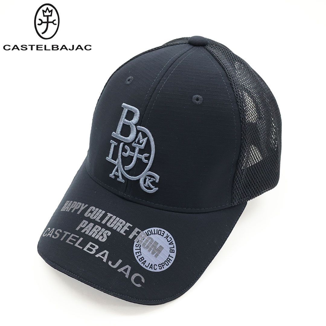 カステルバジャック CASTELBAJAC 立体 ロゴ 刺しゅう ＋ メッシュ 使い キャップ 帽子 CAP ブラック 7236191155 家紋 ゴルフ 26SS