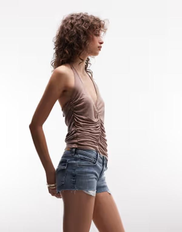 モンキ レディース ボトムス ハーフパンツ・ショーツ ショートパンツ デニム Monki denimicro shorts Fresh Blue ブルー