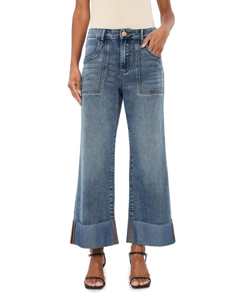 カットフロムザクロス レディース ボトムス デニムパンツ KUT from the Kloth Meg HighRise Wide Legs Roll Up Hem in Witted
