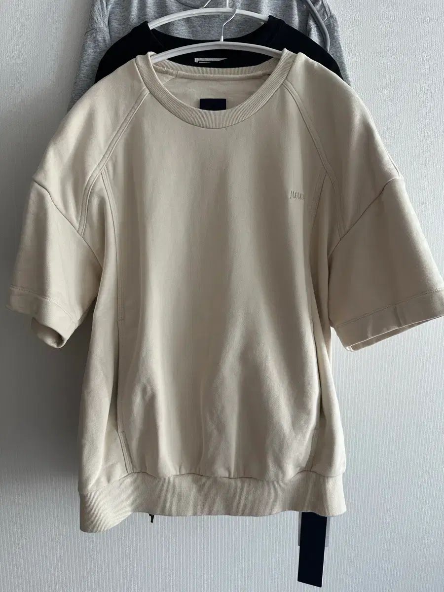 44 ジュンジ コットン ハーフ スウェットシャツ 半袖 スウェット アイボリー