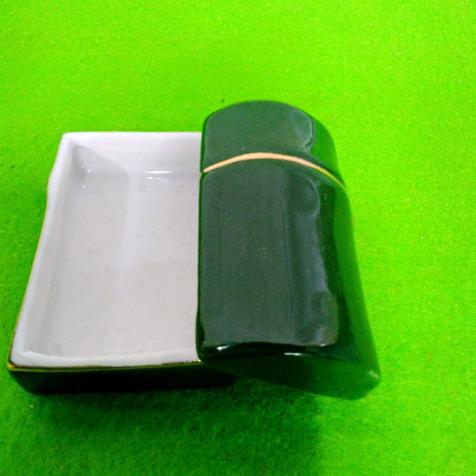 茶道具 香合 陶器製青磁釉 緑竹型香合/夏お茶会//小物入にも使えます