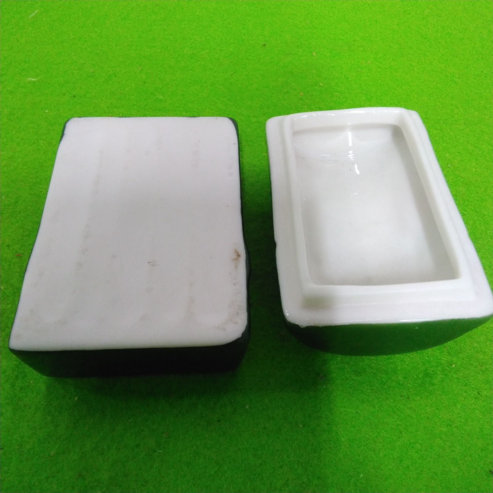 茶道具 香合 陶器製青磁釉 緑竹型香合/夏お茶会//小物入にも使えます