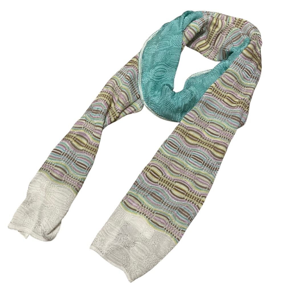 美品 M MISSONI ミッソーニ 総柄ジャガード レーヨンニットストール