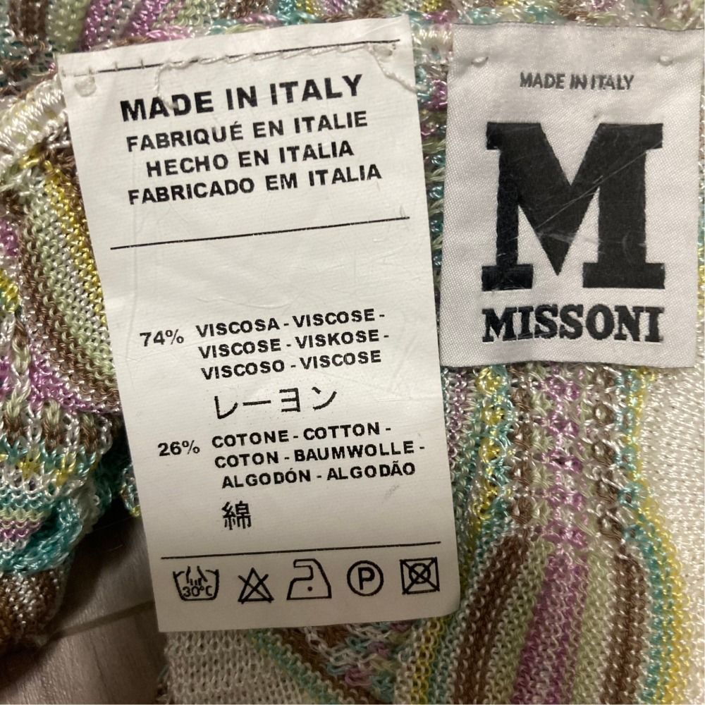美品 M MISSONI ミッソーニ 総柄ジャガード レーヨンニットストール