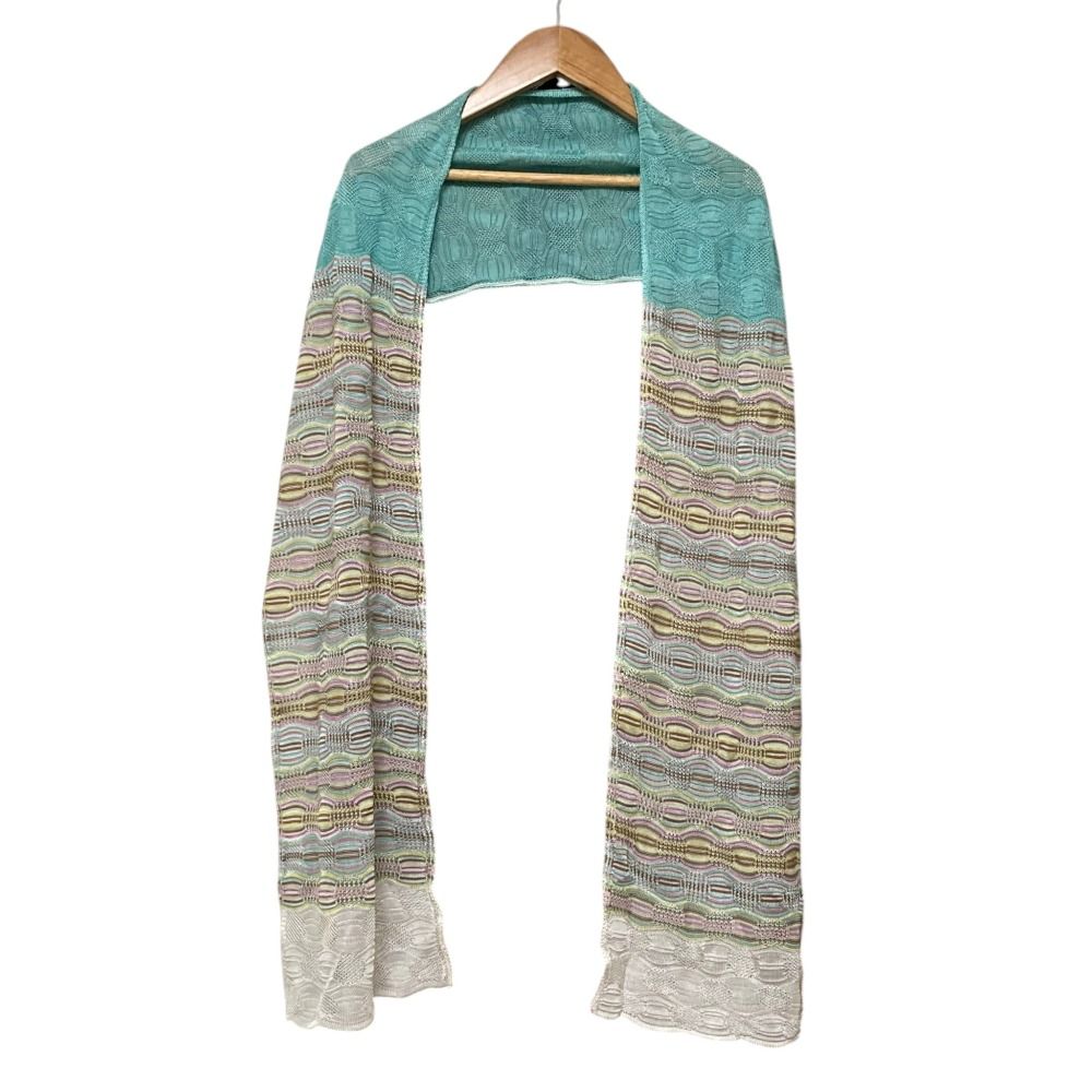美品 M MISSONI ミッソーニ 総柄ジャガード レーヨンニットストール