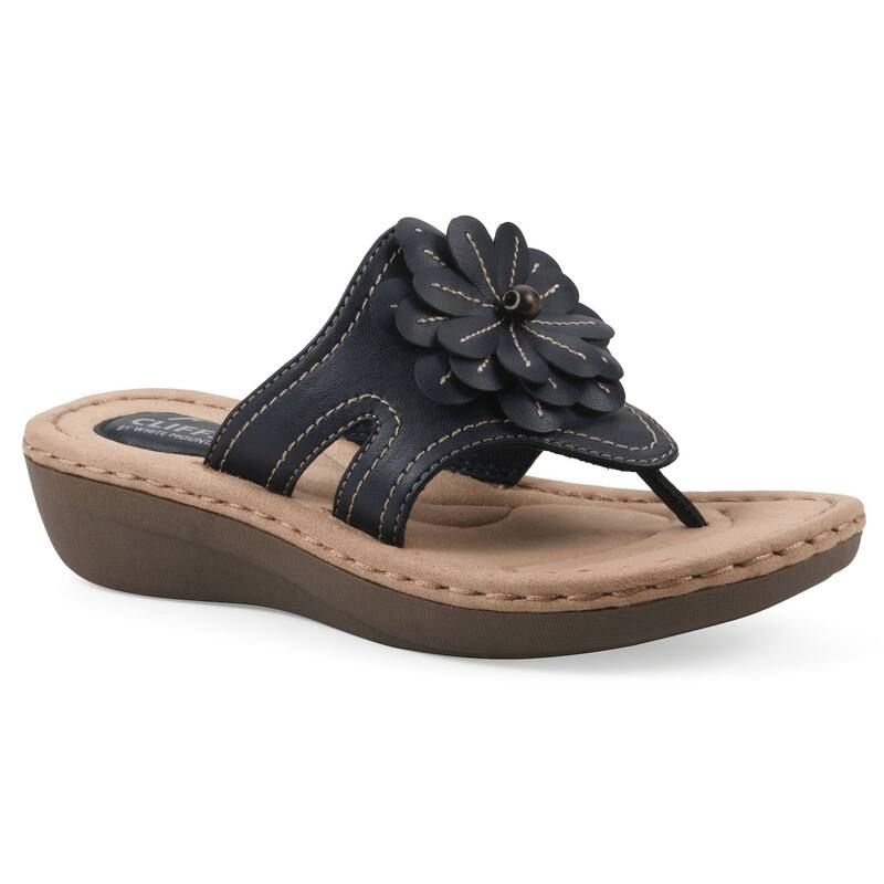 クリフバイホワイトマウンテン レディース シューズ サンダル Cliffs by White Mountain Cashlyn Womens Flower Slide Sandals Navy Smo