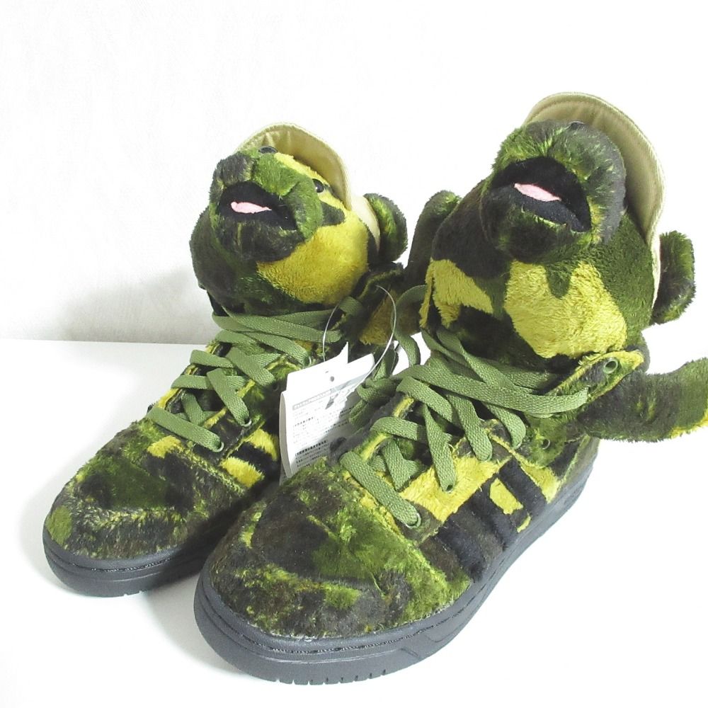 未使用 adidas Originals x Jeremy Scott アディダスオリジナルス ジェレミースコット コラボ CAMOBEAR スニーカー Q20917 23.5 カーキ レディース 古着 中古 USED