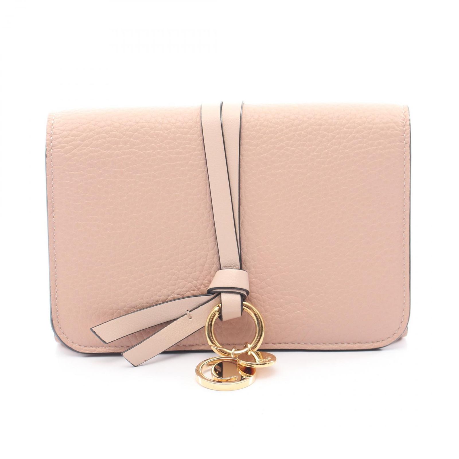 クロエ Chloe 三つ折り財布 ALPHABET アルファベット トリフォールドウォレット ライトピンク レザー トリフォールド ウォレット レディース Used A