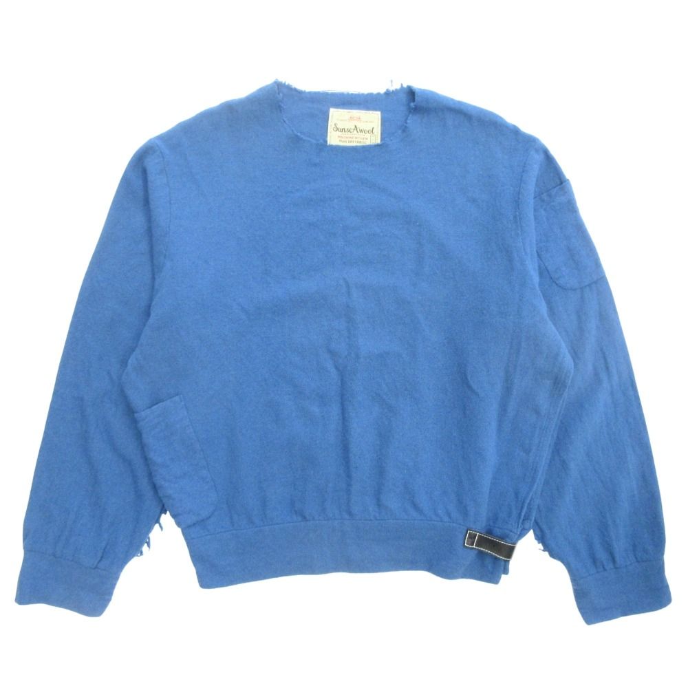美品 SUNSEA サンシー 31th Collection Shrinkage Sweat Shirt シュリンケージ スウェットシャツ カットソー 長袖 サイズ1 青 ブルー メンズ 古着 中古 USED