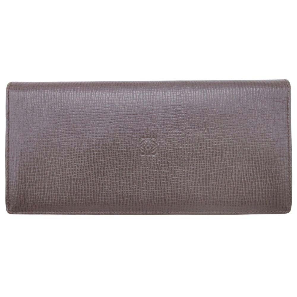美品 LOEWE ロエベ アナグラム 二つ折り 長財布 ロングウォレット ロゴ裏地 小銭入れ付き 茶 ブラウン メンズ レディース 古着 中古 USED