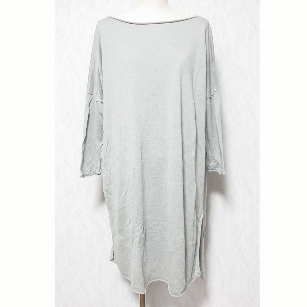 美品 evam eva エヴァムエヴァ linen one-piece リネン ニット ワンピース E241K161 サイズM グレー レディース 古着 中古 USED