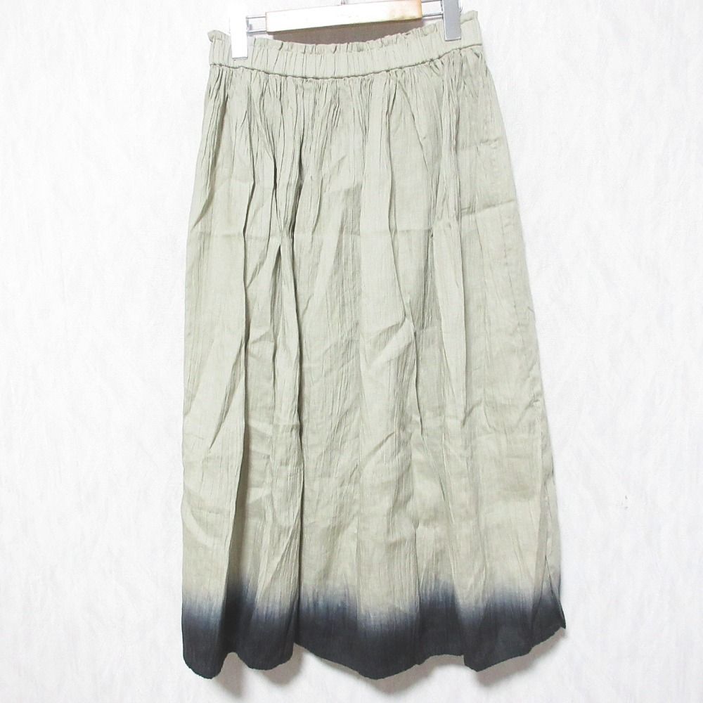 良品 evam eva エヴァムエヴァ linen gradation skirt リネン グラデーション E251T138 ロングスカート グレージュ レディース 古着 中古 USED
