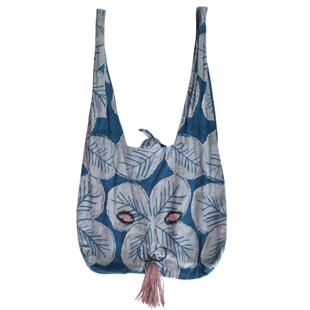 美品 mina perhonen ミナペルホネン good luck usa bag クローバー ウサバッグ トートバッグ カバン 鞄 ネイビー 紺 レディース 古着 中古 USED