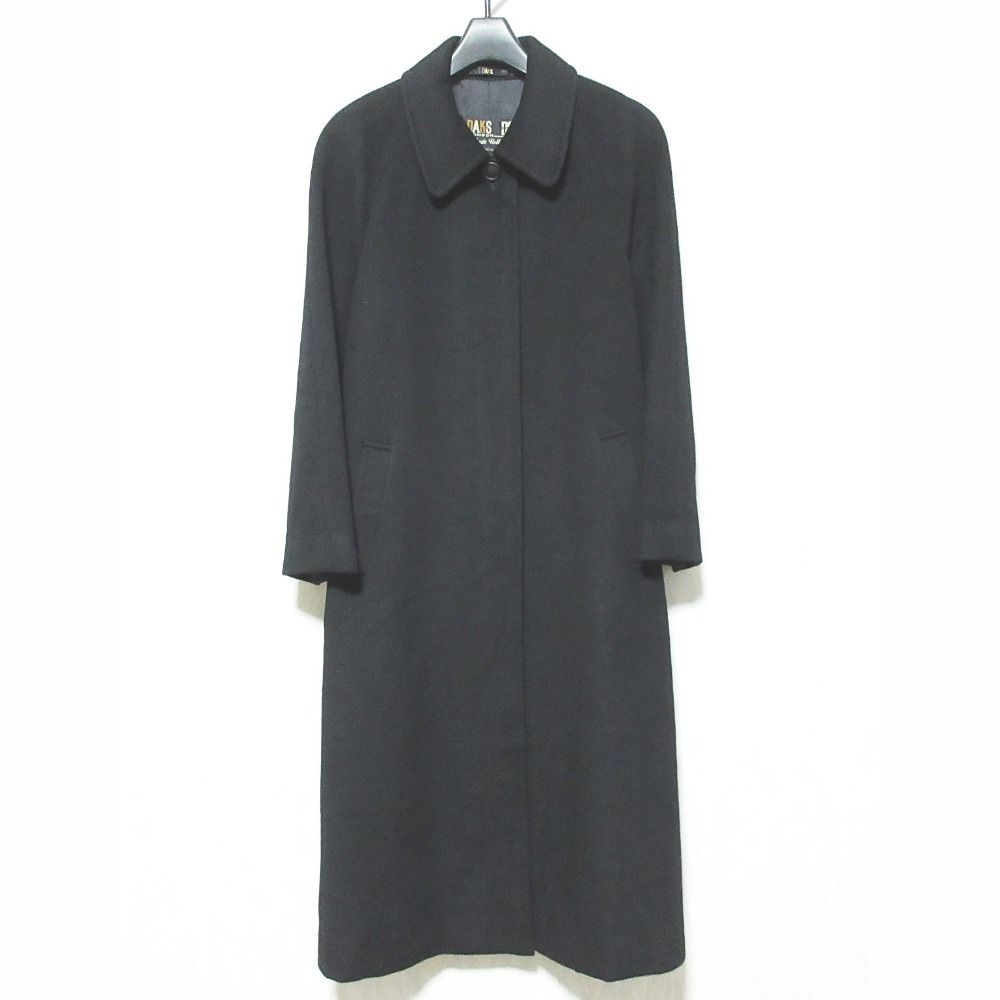 美品 DAKS ダックス カシミヤ100% ステンカラーコート サイズ7AR ブラック レディース 古着 中古 USED