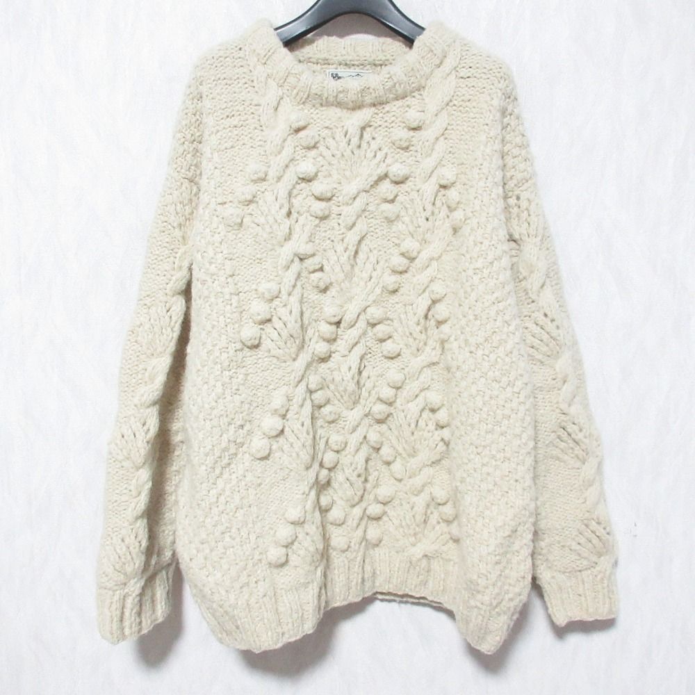 美品 KHWOPA SPIRIT × URBAN RESEARCH DOORS アーバンリサーチドアーズ クォーパ スピリット ハンドニット セーター ベージュ レディース 古着 中古 USED