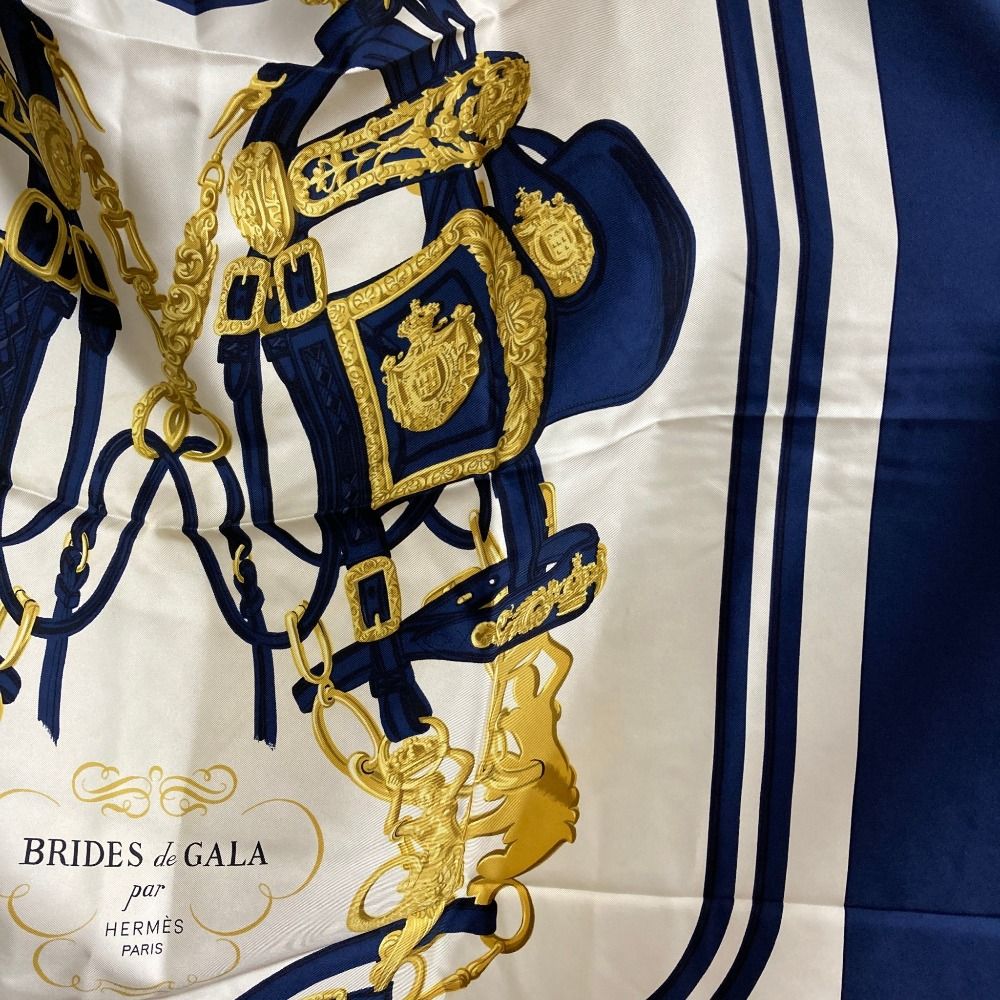 エルメス HERMES Brides de Gala カレ90 ネイビー 良品 HERMES エルメス カレ90 BRIDES de GALA スカーフ ネイビー