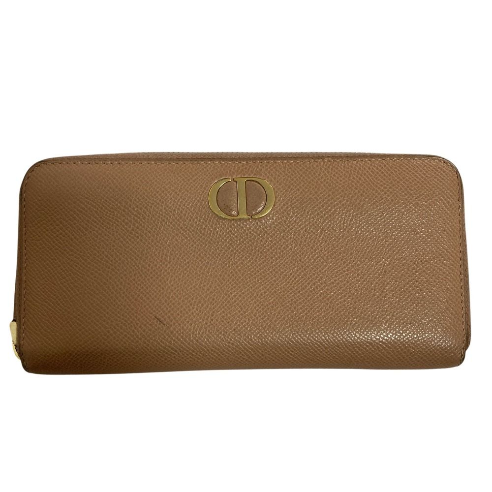 良品 Christian Dior クリスチャンディオール 30 モンテーニュ レザーロングウォレット ベージュ レディース 古着 中古 USED