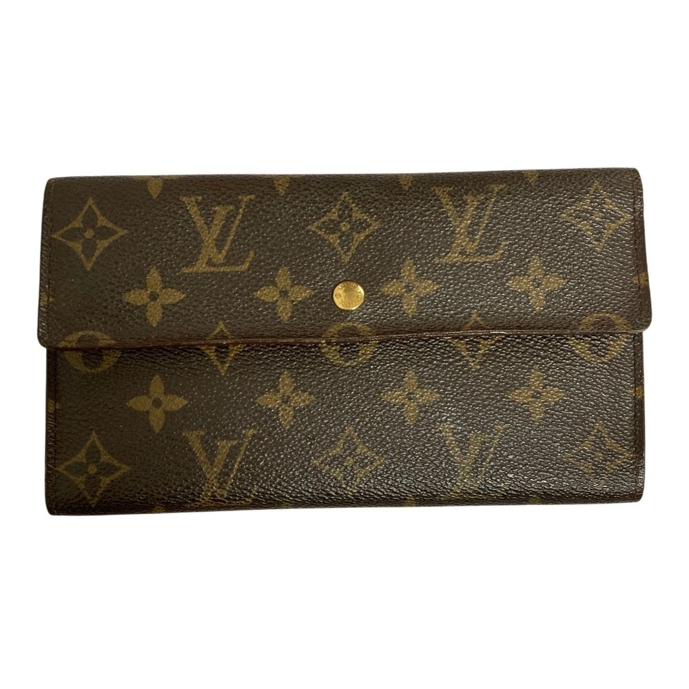 良品 LOUIS VUITTON ルイヴィトン モノグラム ポルトトレゾール インターナショナル ロングウォレット 長財布 M61215 ブラウン レディース 古着 中古 USED