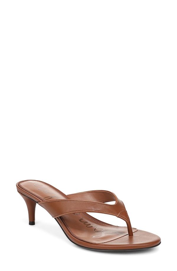 サムエデルマン レディース シューズ サンダル ヒール Sam Edelman Amie Kitten Heel Flip Flop Rich Cognac