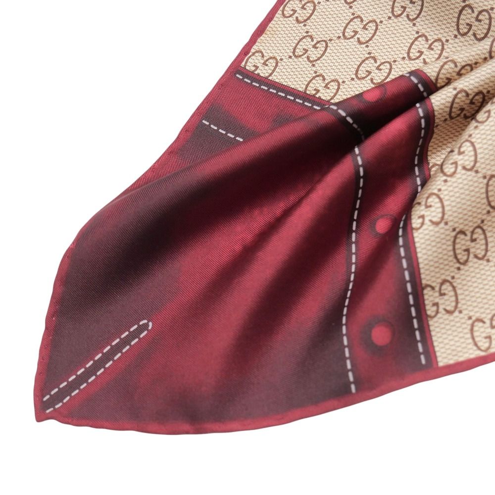 【美品】GUCCI グッチ スカーフ gg □美品□GUCCI グッチ スカーフ GGモノグラム ベルトモチーフ シルク