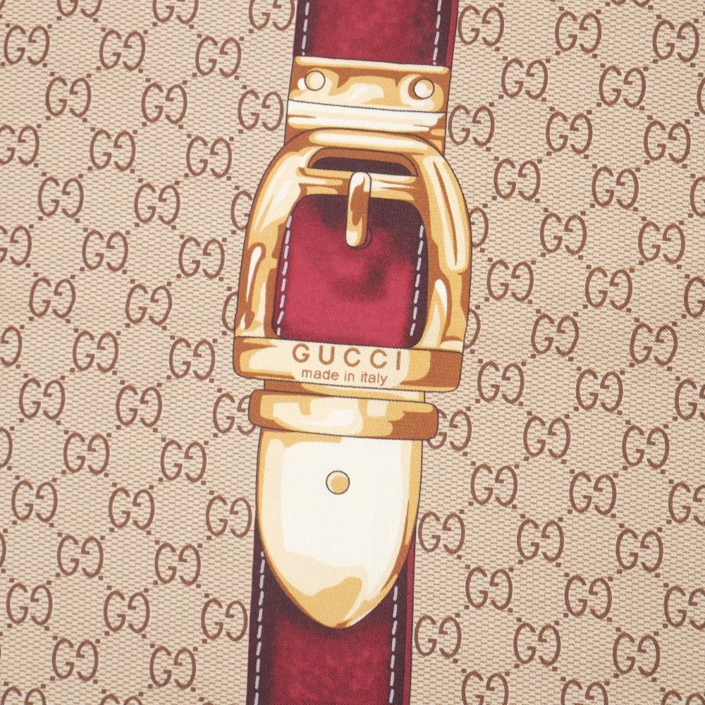 □美品□GUCCI グッチ スカーフ GGモノグラム ベルトモチーフ シルク