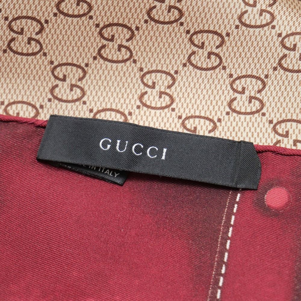 □美品□GUCCI グッチ スカーフ GGモノグラム ベルトモチーフ シルク