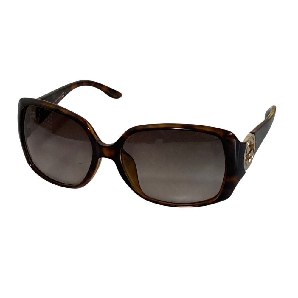 美品 GUCCI グッチ べっ甲調 サングラス インターロッキングG GG3520/F/S 59□16 130 ブラウン レディース 古着 中古 USED
