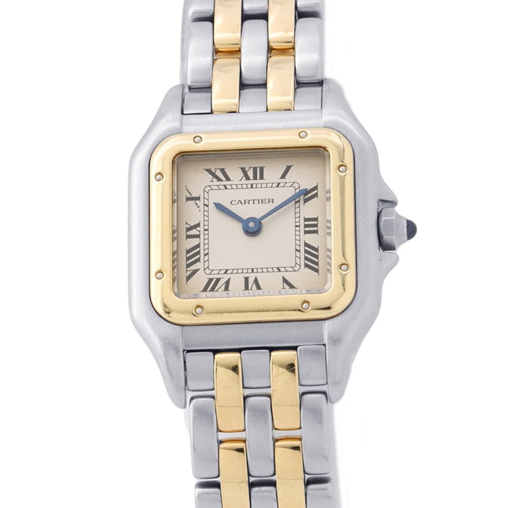 カルティエ パンテールMM 2ロウ W25029B6 SS/K18YG イエローゴールド Cartier 腕時計 クォーツ アイボリー文字盤