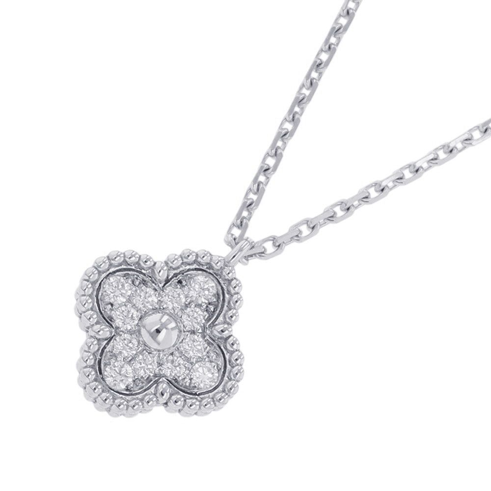 ヴァンクリーフ&アーペル ネックレス スウィート アルハンブラ ペンダント ダイヤモンド 12P 計0.08ct K18WG VCARO85900