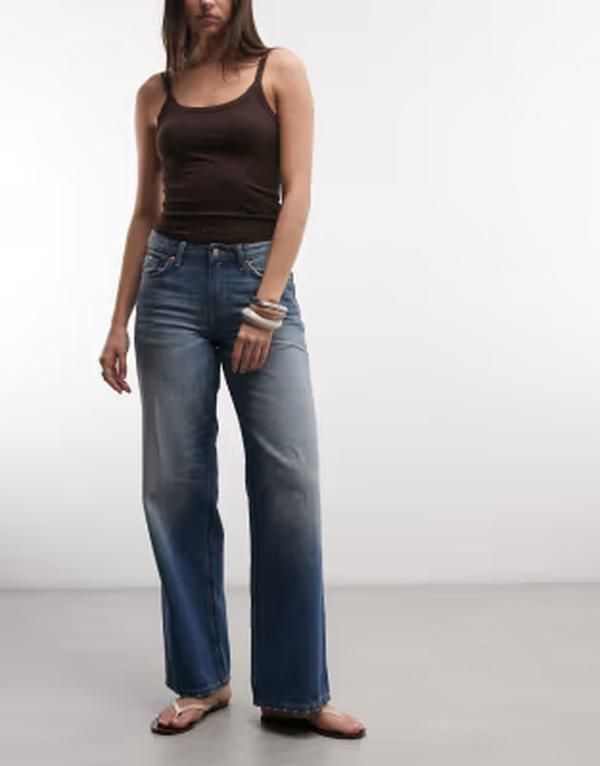ウィークデイ レディース ボトムス デニムパンツ ヴィンテージ ローライズ コントラスト ジーンズ Weekday Ample low rise baggy fit jeans in high con