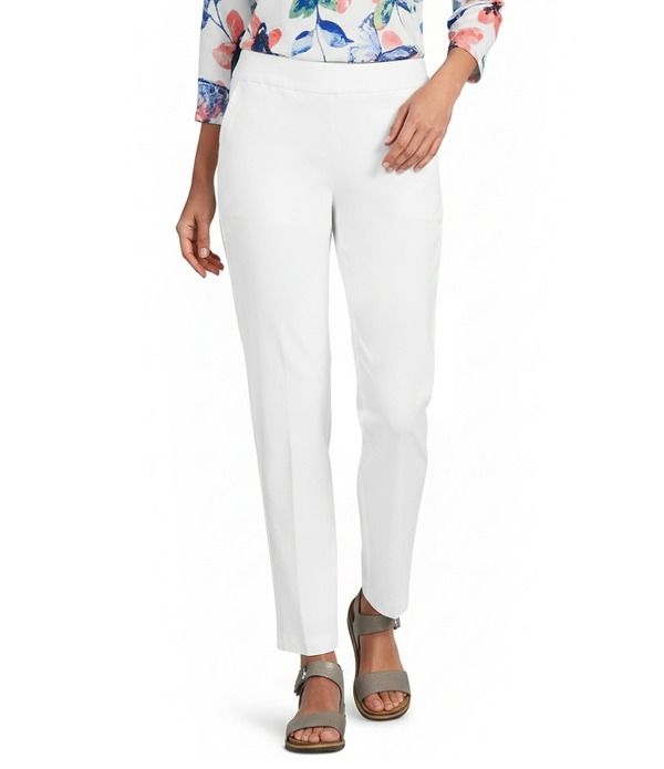 アリソン デイリー レディース ボトムス カジュアルパンツ ストレート Allison Daley Stretch PullOn Straight Leg Pants White ホワイト