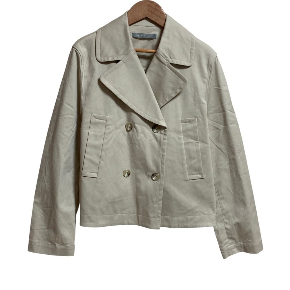 美品 24SS theory luxe セオリーリュクス NEWTON ALIYAH NL ダブルブレスト ジャケット ショートコート サイズ38 ベージュ レディース 古着 中古 USED