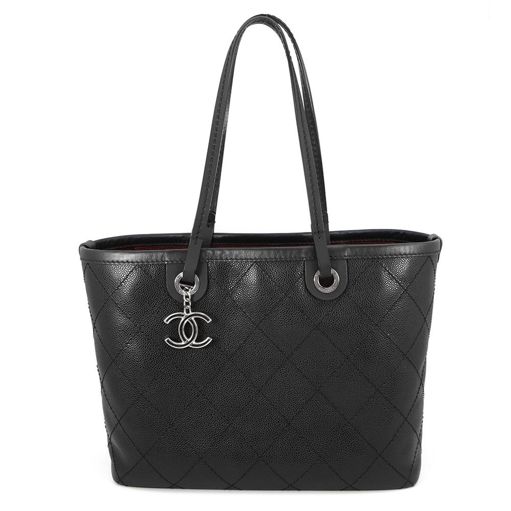 シャネル トートバッグ ココマーク オンザロード ワイルドステッチ ソフトキャビアスキン A92211 CHANEL バッグ 黒