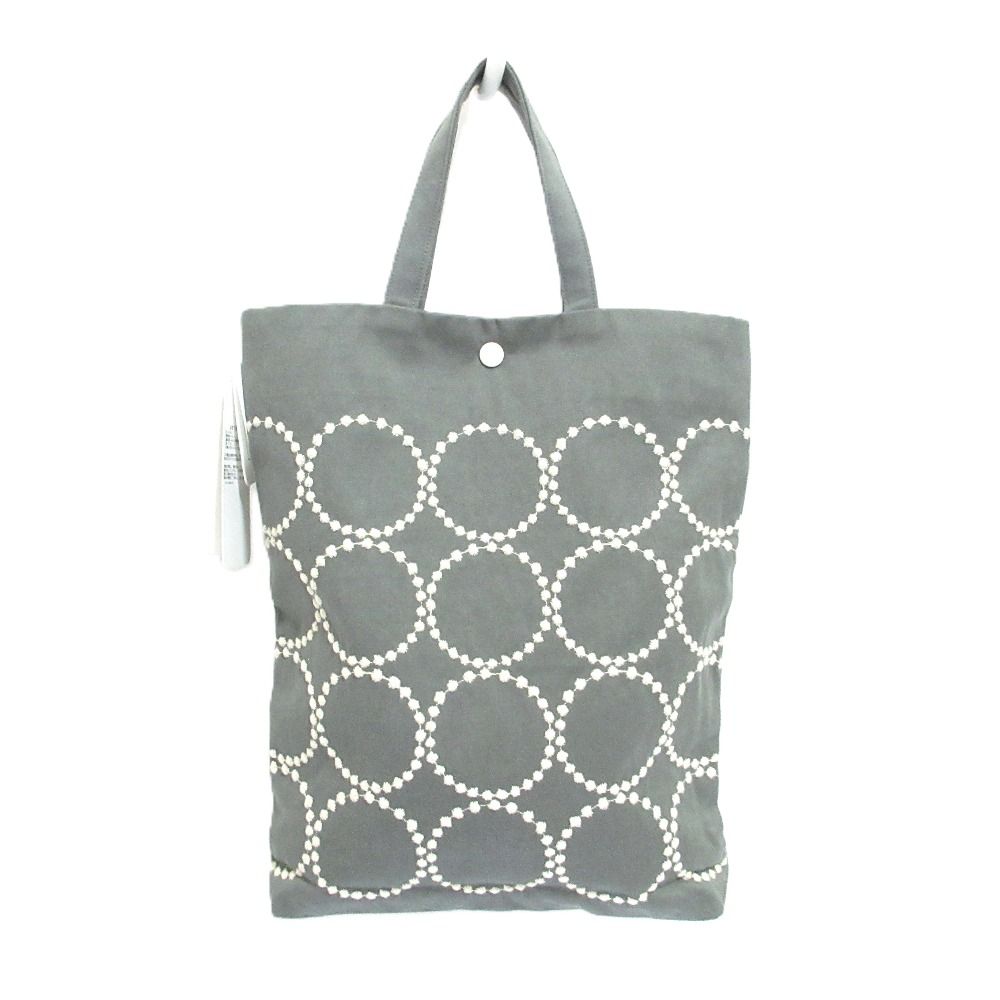 新品同様 25SS mina perhonen ミナペルホネン kanssa tote tambourine 刺繍 トートバッグ ada7295p カーキグレー レディース 古着 中古 USED