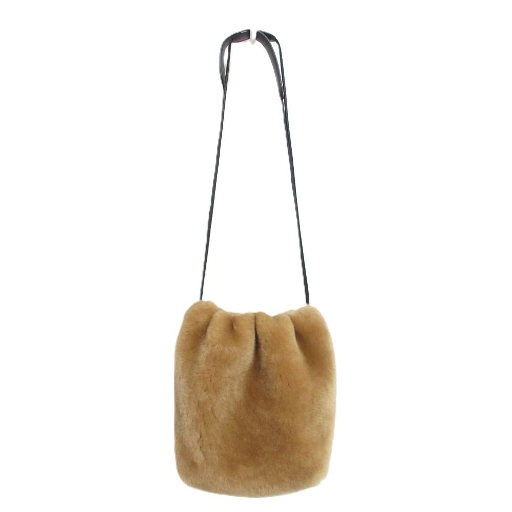 新品同様 JIL SANDER ジルサンダー ドローストリング クロスボディ ムートンハンドバッグ ブラウン レディース 古着 中古 USED
