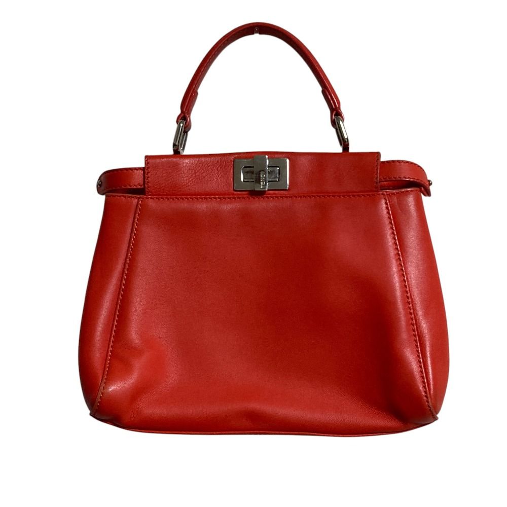 FENDI フェンディ ピーカブー ミニ レザーハンドバッグ 8BN244 オレンジ レディース 古着 中古 USED