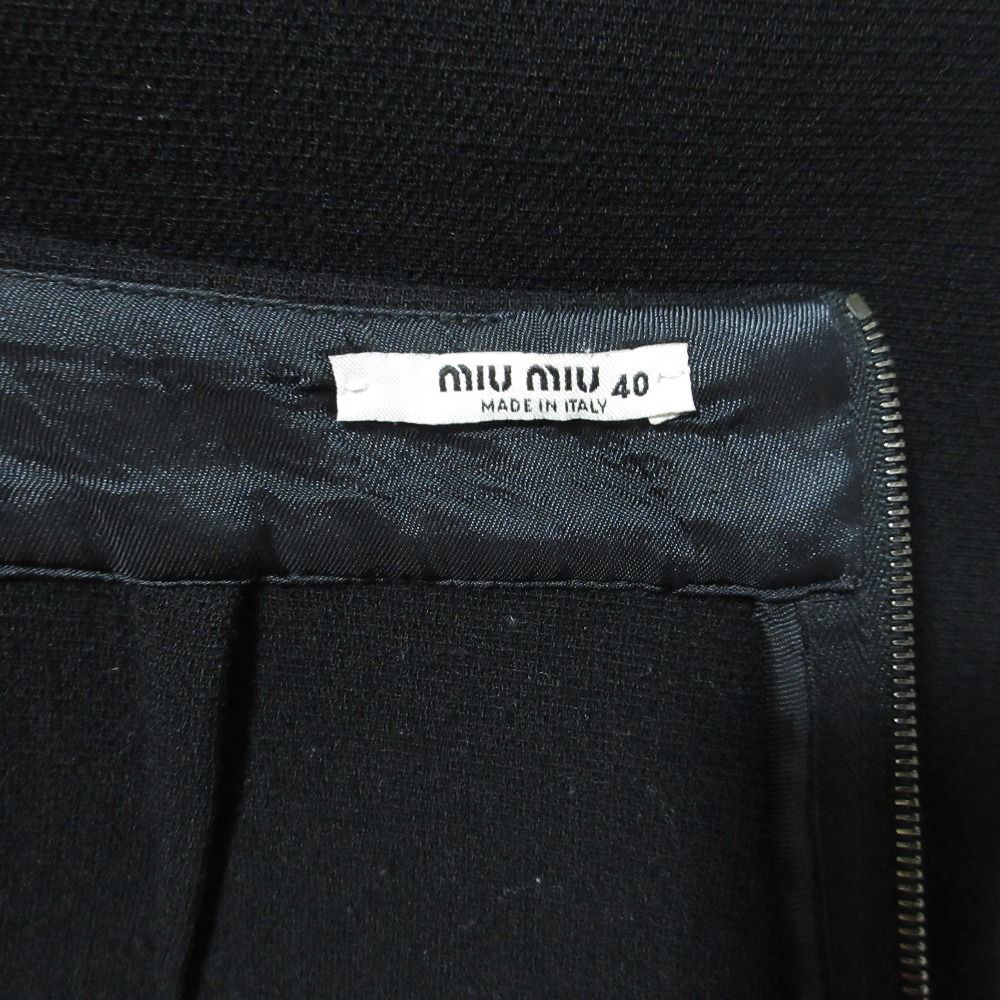 良品 miu miu ミュウミュウ ストレッチ ウール ひざ上丈 フレア